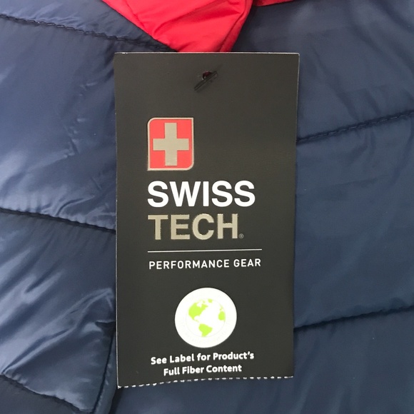 Swiss Tech Men's Packable Lightweight Puffer Jacket NWT Red Blue - Picture 6 of 13